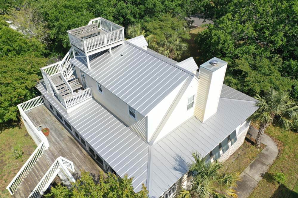 after shot of metal roof installation