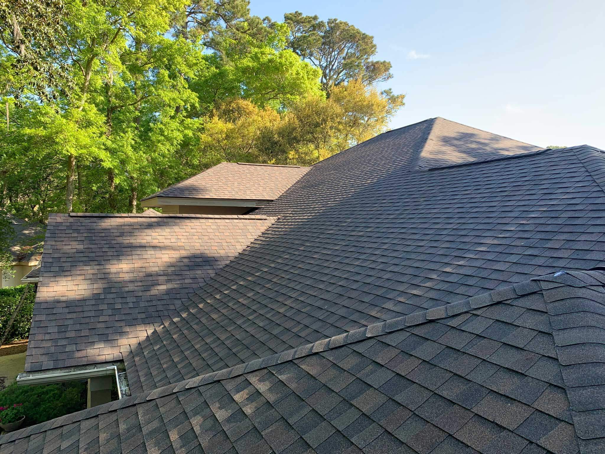 closeup of newly installed roof seabrook island