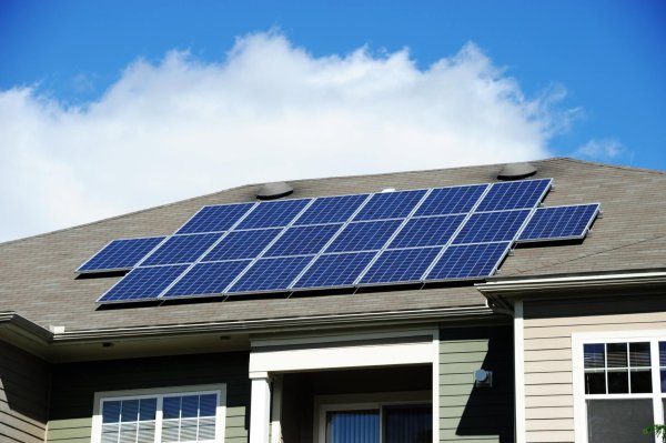 solar panels on a residential roof